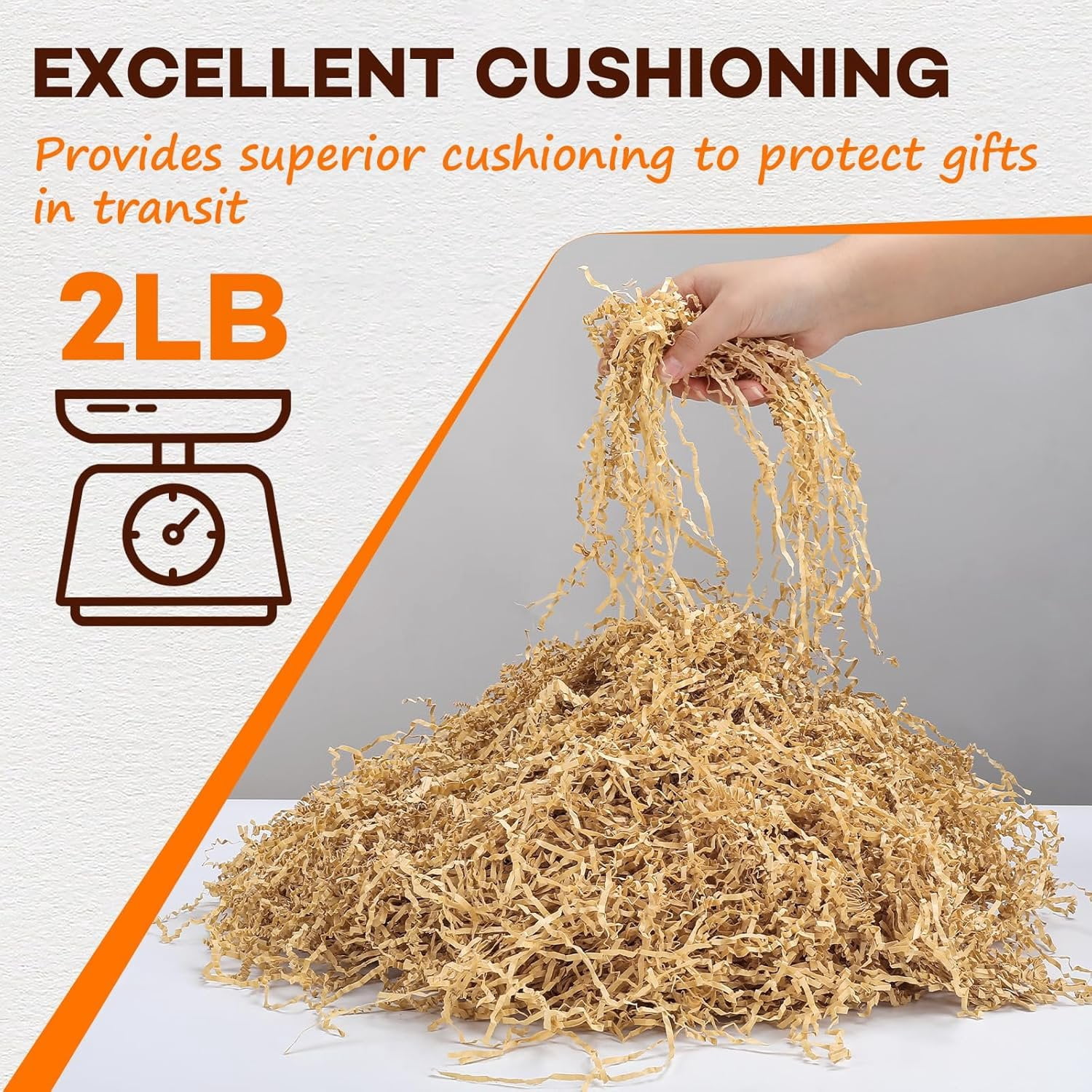 2LB  Crinkle Paper Filler, Brown Cut Shredded Paper for  Baskets Packaging Wrapping Cushion Stuffing Box Filler for Easter Christmas Wedding Birthday Bridesmaid