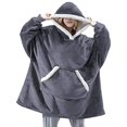 thumbnail image 4 of Sudadera con Capucha Tipo Manta para Mujer, de Forro , Cálida y Acogedora, con Bolsillo. Gris de Gamuza Talla Única, 4 of 7