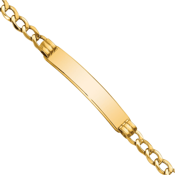 14K Solid Yellow Gold Cuban Name Bar Identification ID Bracelet