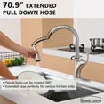thumbnail image 3 of Boyel Living Kitchen Faucet with Pull Down Sprayer,3 Spray Patterns Single Handle Kitchen Sink Faucets Extended Pull Down Hose Faucets with Deck Plate Suit to 1 or 3 Holes Brushed Nickel, 3 of 11