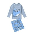 thumbnail image 1 of Odeerbi 1-4 Años Trajes de Baño Antisarpullido de Manga Larga Para Niños Traje de Baño de Entrenamiento Atlético de Dos Piezas Traje de Baño de Dinosaurio, 1 of 9
