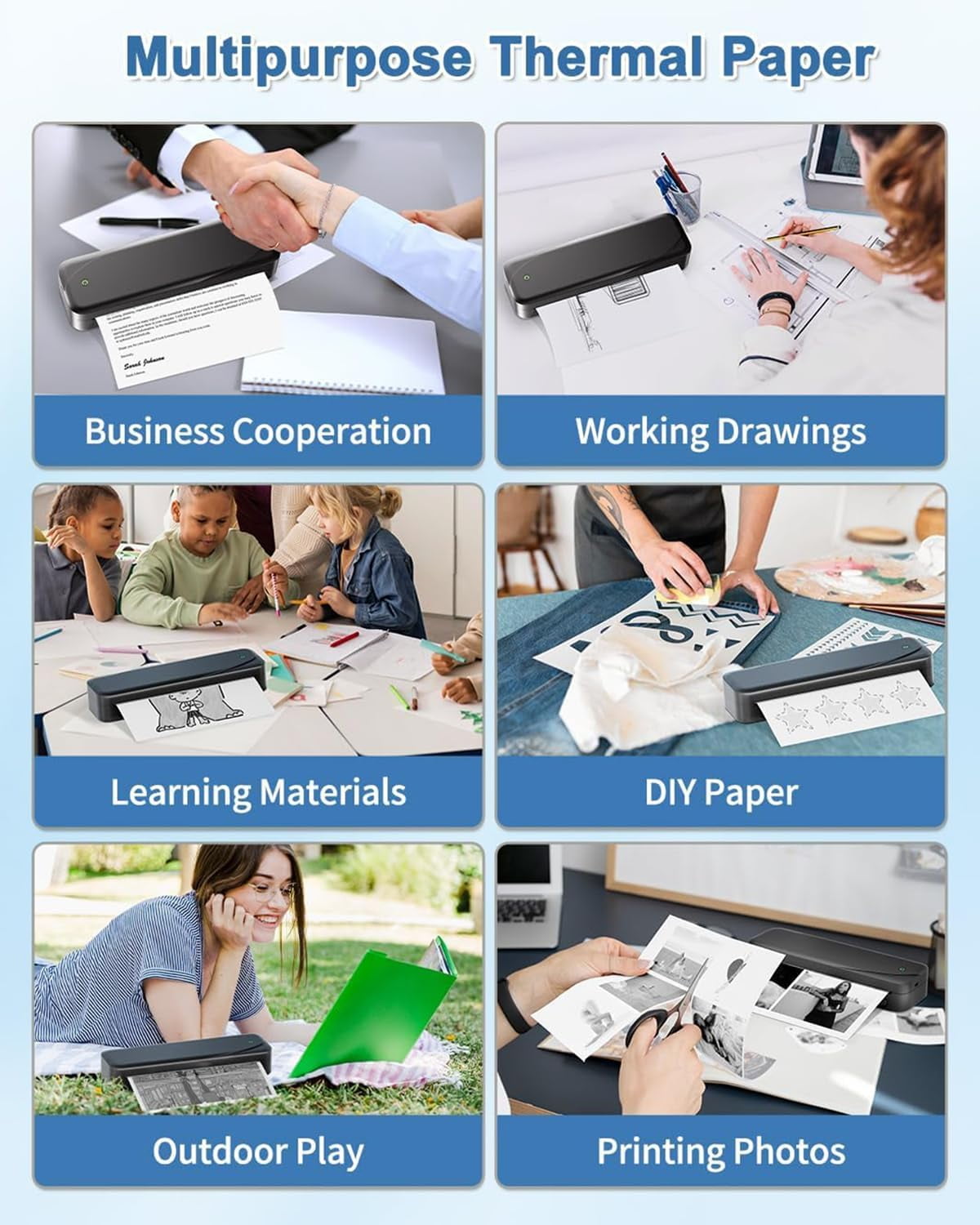 Phomemo A4 Printer Paper, White Thermal Paper Compatible with M08F/M832/M833/M834/M835 Portable A4 Thermal Printer, 8.27" x 11.69 "(210 mm x 297 mm), 100 Sheets/Box