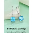 thumbnail image 4 of VESITIM Square Dangle Drop Earrings Sterling Silver Solitaire Leverback Earring 7MM Princess Cut March Aquamarine Birthstone Jewelry for Women, 4 of 7