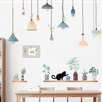 Efavormart Potted Plants on Shelves & Lamps Wall Decals, Peel & Stick Decor Stickers