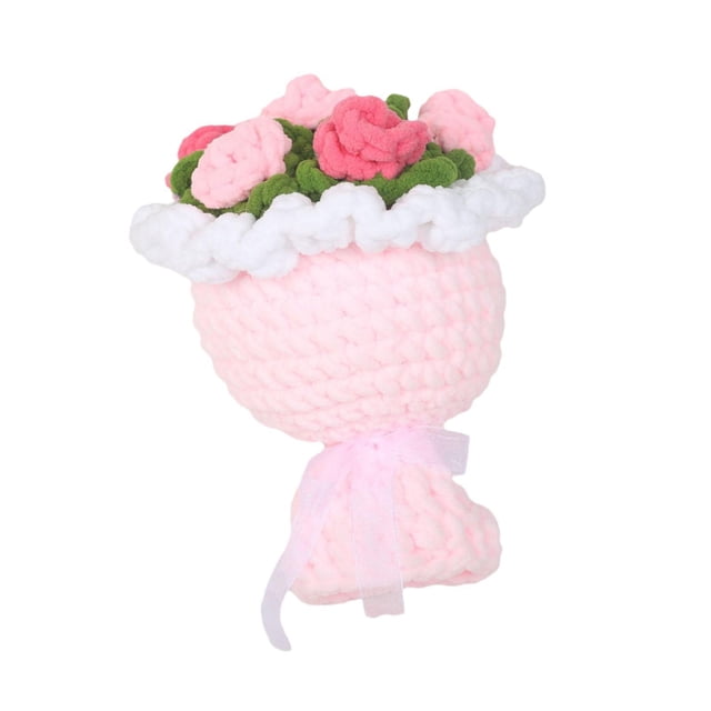 Ramo de flores de punto, regalo para el Día de la Madre de hija e hijo, completado para oficina en casa. Rosa