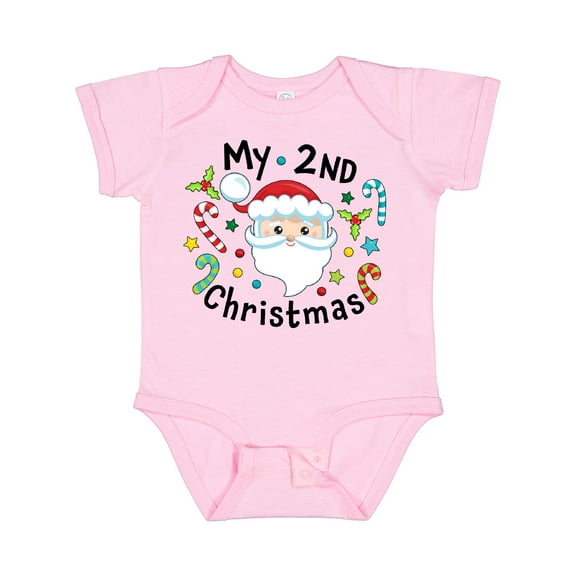 Inktastic My Second Christmas Santa with Candy Canes Boys or Girls Baby Bodysuit