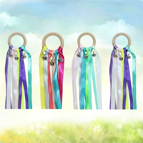 Masteelf 4 Pcs Party Handle Dance Ribbon Colorful Ribbon Child Baby 25cm