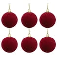 thumbnail image 2 of 6PCS Velvet Christmas Ornaments for Xmas Tree Decorations, Red Christmas Balls, Shatterproof Flocked Ball Ornaments Set for Home Wedding Holiday Gift Party Hanging Decorations, 2 of 9