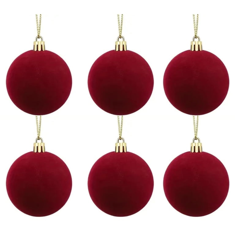 Steel Ceap Soft Flocked Hanging Baubles with Metal Caps and Cords, Reusable Round ...