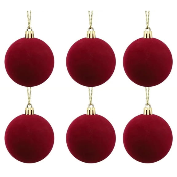 2026 Christmas Home Party Decoration Velvet Flocked Ball Hanging Decorations Soft Flocking Round Baubles Pendant For Holiday Tree Home Party Decor Available Christmas Celebration Party Supplies