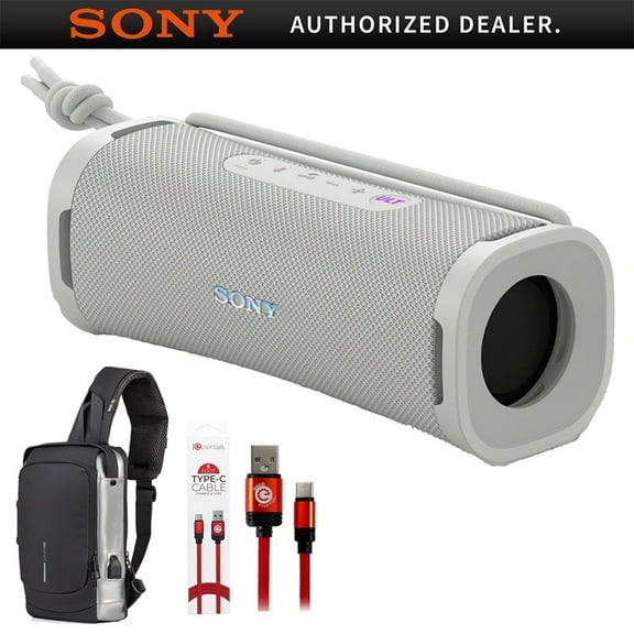 Sony (SRS-ULT10W) EXTRA BASS Portable Bluetooth Speaker (2024), White Bundle with Deco Sling Backpack, Anti-Theft Combo Zipper Lock, 6FT Braided Type-C Charge & USB Cable| Official Sony USA Dealer