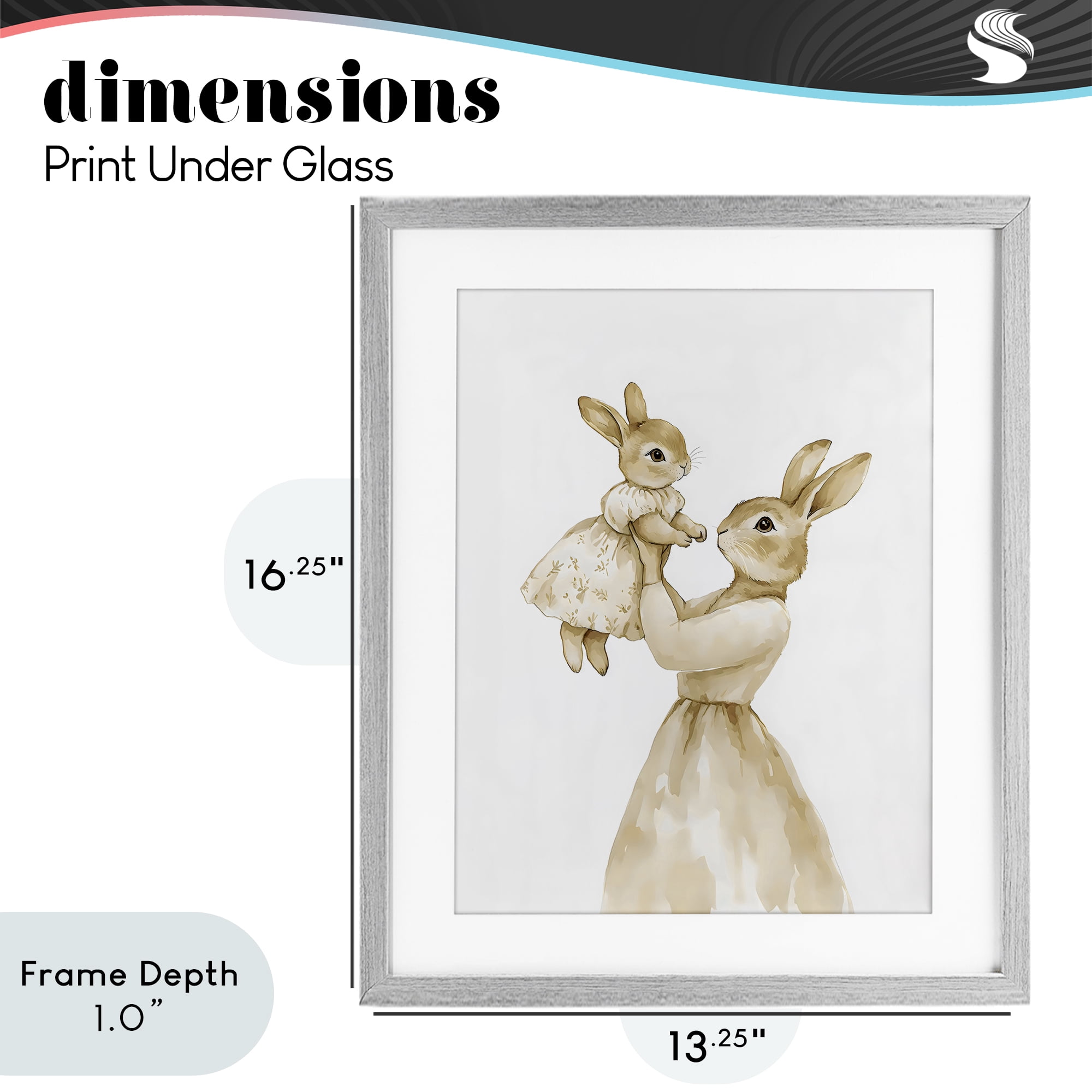 Stupell Industries Tender Mama Rabbit Gray Framed Print Under Glass, design by Arlington Prints