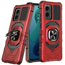 For Motorola Moto G 5G 2024 Robotic Hybrid with Magnetic Ring Stand Case Cover - Red