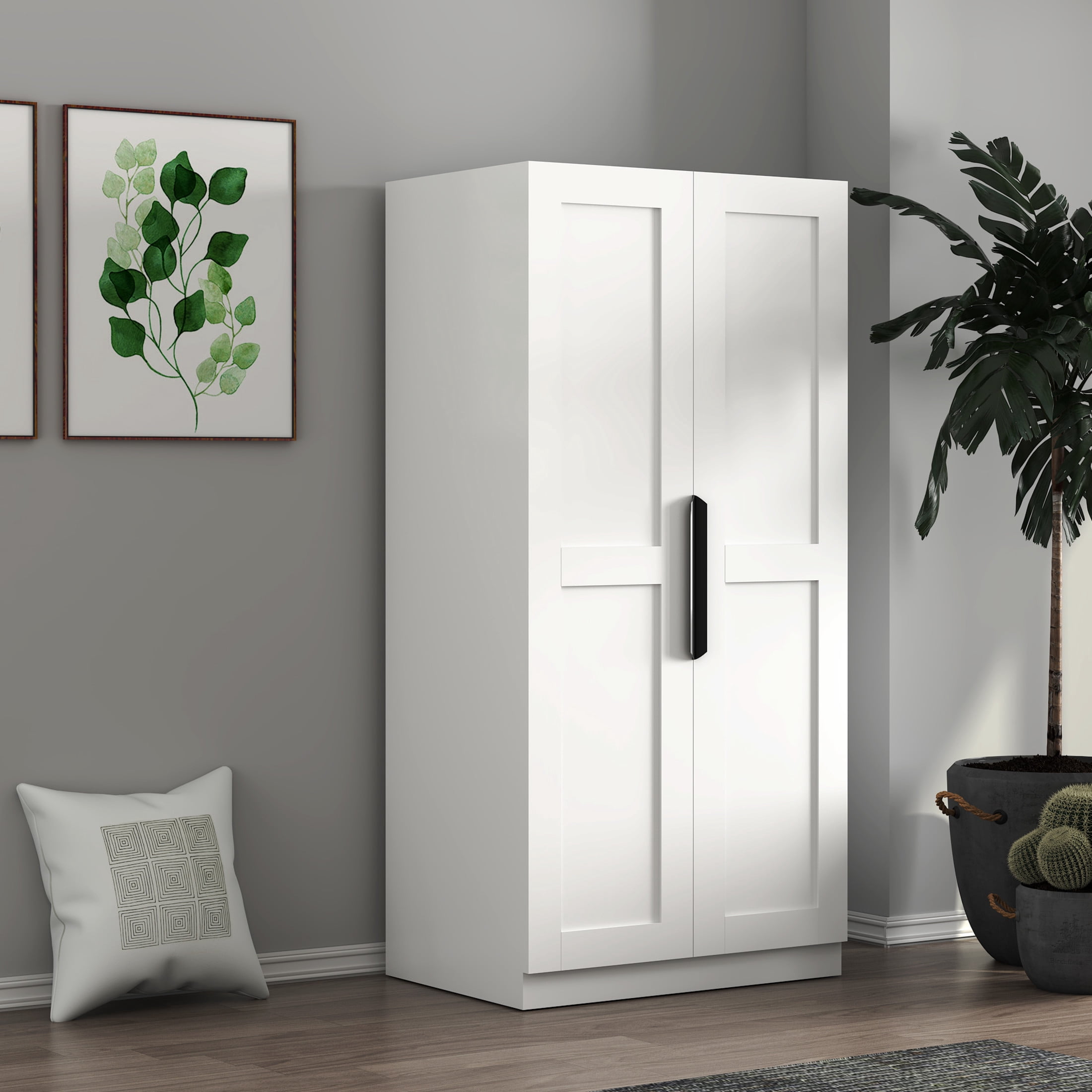 Noble House Kitchen Pantry Storage Cabinet, Freestanding Buffet Sideboard with Doors & Shelves, for Dining Room, White
