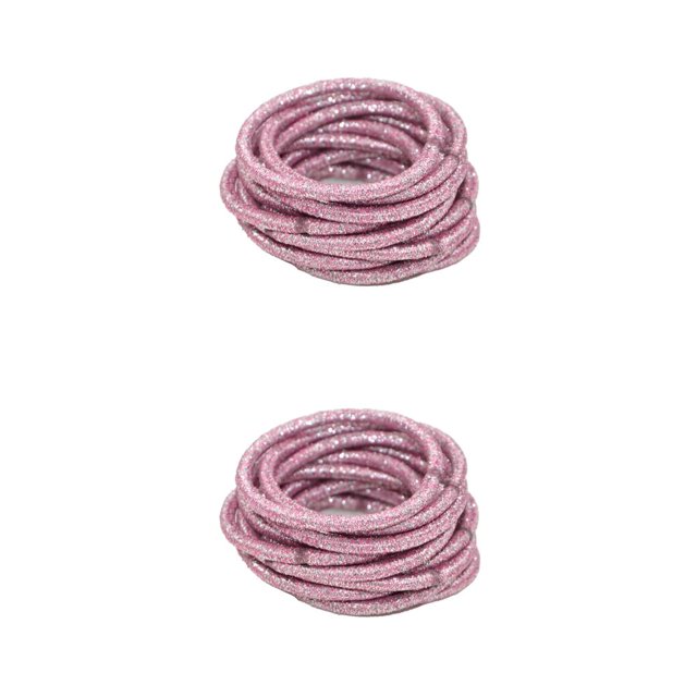 Qarigey 10 piezas de bandas para el cabello Bling Hairband decorativo sólido Universal protector Cola de Caballo titular Scrunchies accesorios Rosado 2piezas