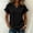 *Black, variant on Women's V Neck Short Sleeve T-Shirt,Casual Solid Color Frayed Edge Top Army Green,Women's Plus XL