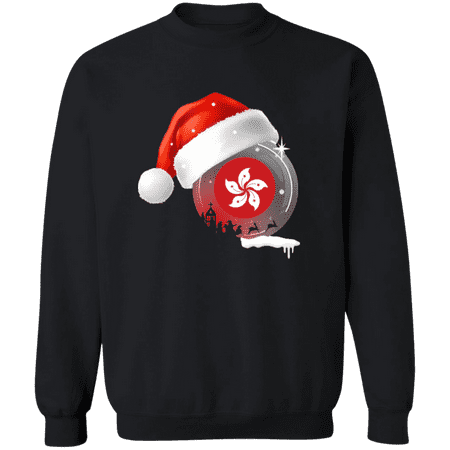 Christmas Hong Kong Flag With Santa Hat Hongkongers Root Proud Souvenir Crewneck Pullover Sweatshirt