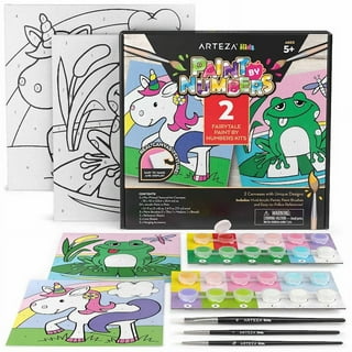 Volmop 3 Pack Paint by Numbers for Kids Ages 8-12,10 * 8 Color by Number  for Kids Framed Canvas with 17 Acrylic Paints and 6 Brushes, Kids'Paint by