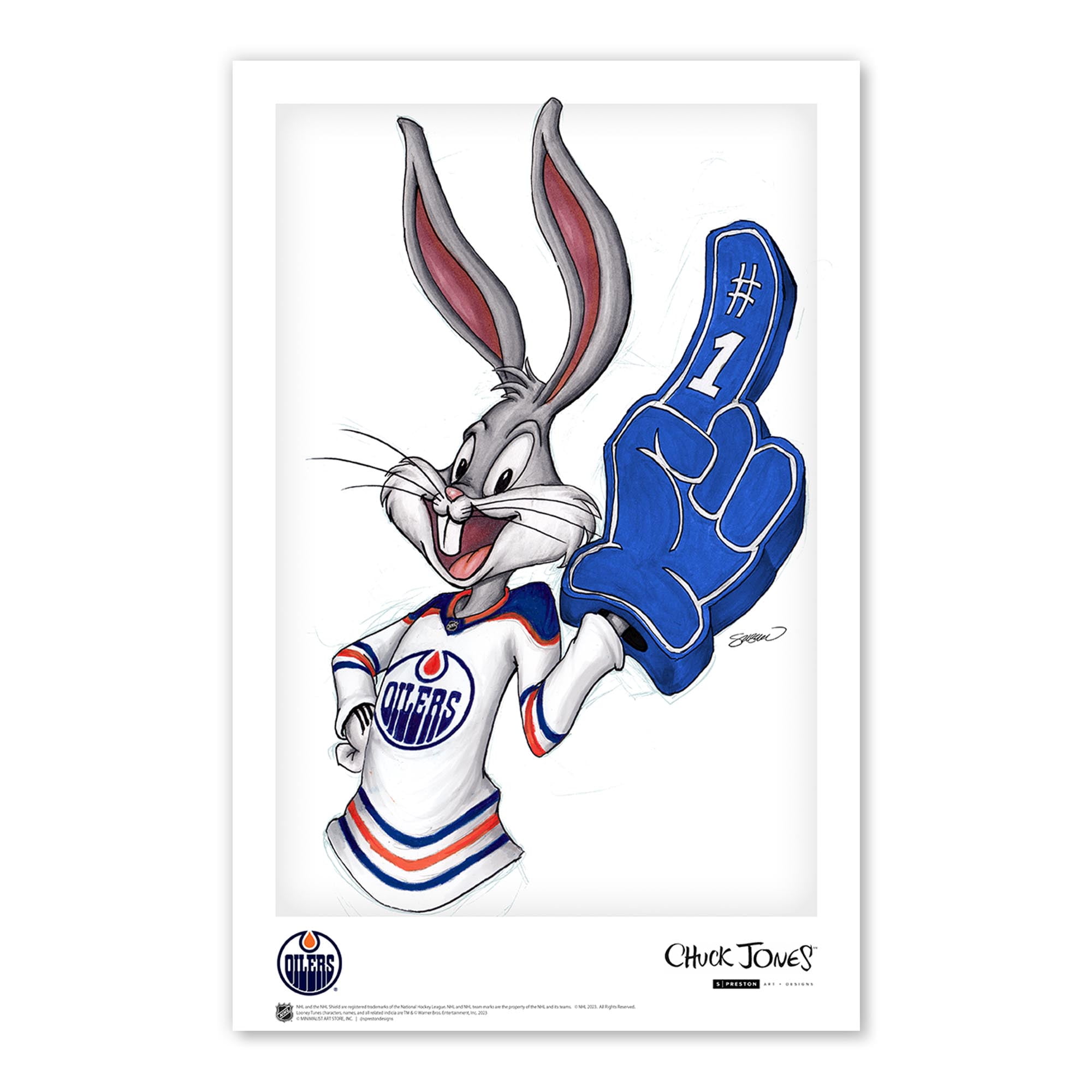 Bugs Bunny Edmonton Oilers 11" x 17" Looney Tunes Poster Print