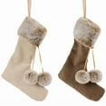 thumbnail image 4 of ZYLER- Northlight Plush Stockings Christmas Ornaments - 7.5" - Beige And Brown - Set, 4 of 6