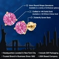 thumbnail image 2 of Gem Stone King 14K Yellow Gold Pink Zirconia 3 Prong Martini Screw Back Stud Earrings for Women Men (1.68 Cttw, Gemstone, Round 6MM), 2 of 6