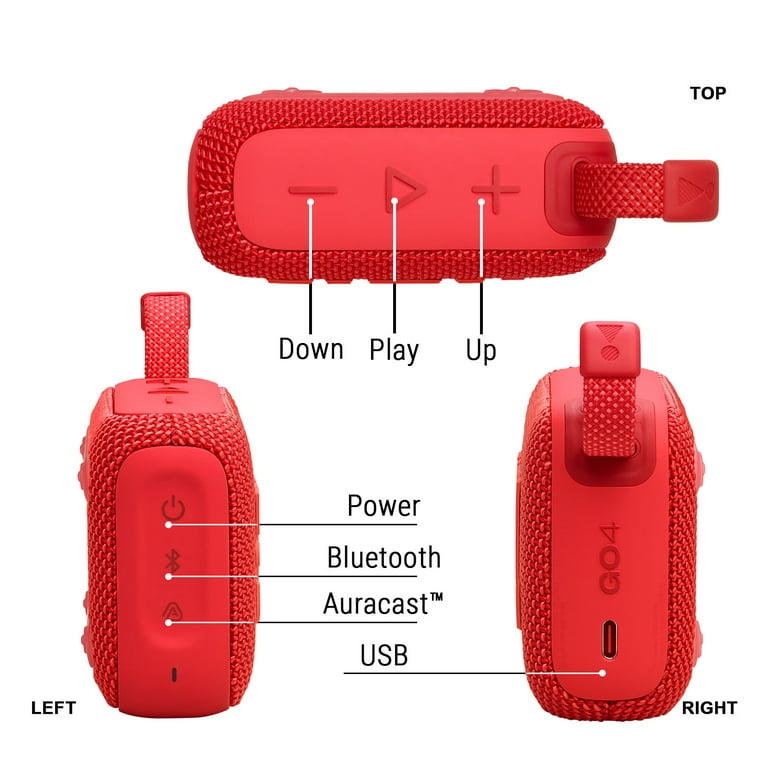 JBL Go 4 Ultra-Portable Waterproof Bluetooth Speaker, Red JBL Go 4 Ultra-Portable Waterproof Bluetooth Speaker, Red