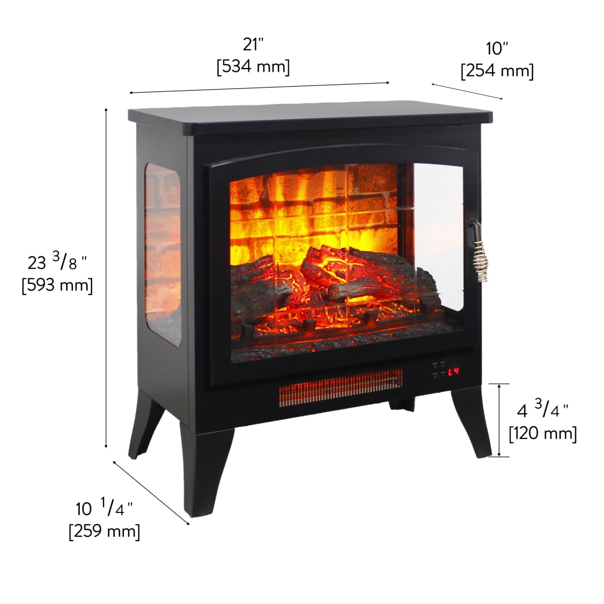 [Luckynote] 21 inchThree-sided Freestanding Electric Fireplace Stove heater with 3D Flame effect with remote control