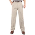 thumbnail image 3 of IhhxPro Men's Cotton Casual Pants Pleated Chinos High Waist Business Trousers Straight Leg Office Work Stretch Soft Fit Classic Formal Slim Silhouette All-Season 30-40, 3 of 8