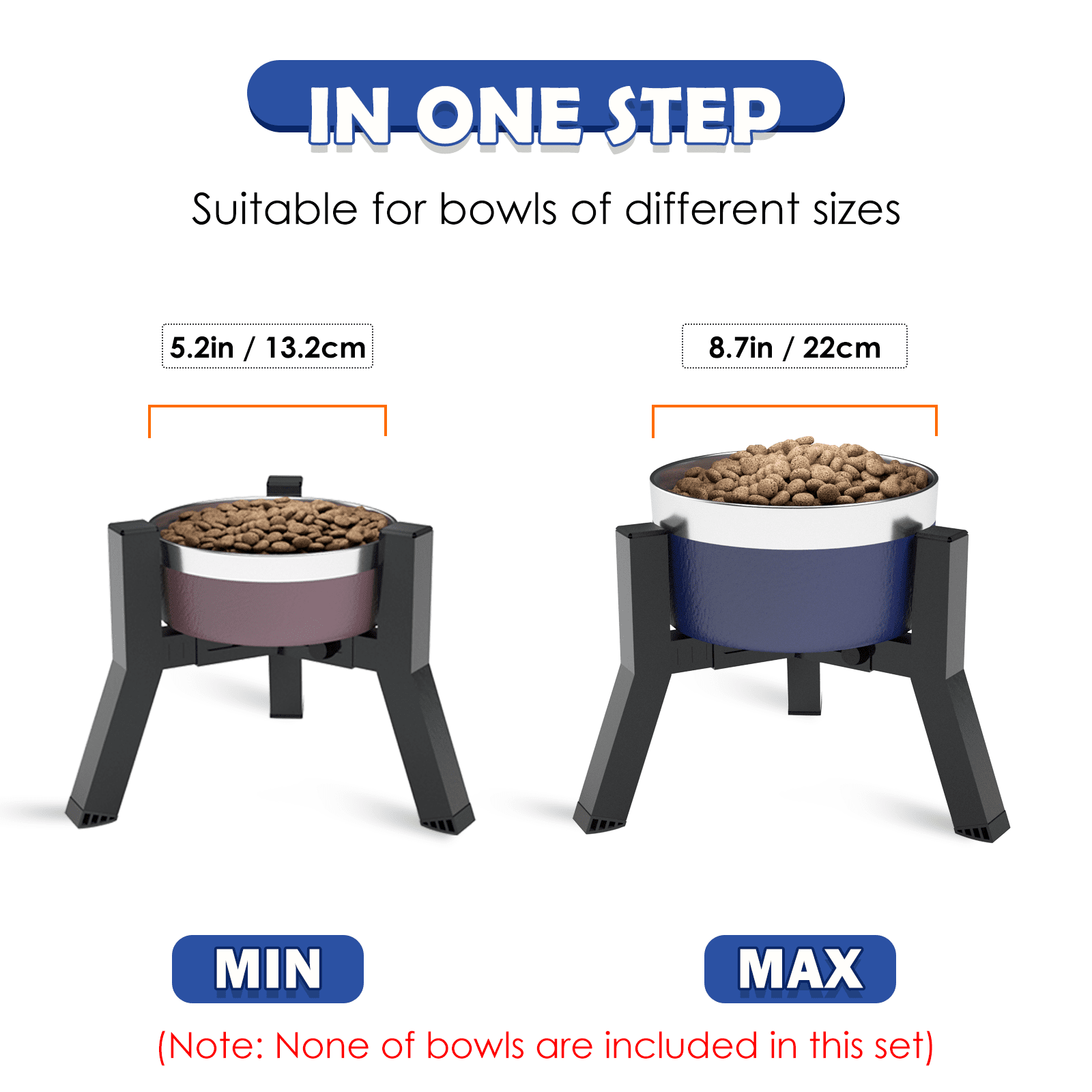 Adjustable Elevated Dog Feeder Station for Small & Medium Breeds, Easier Meals, Bowl Not Included