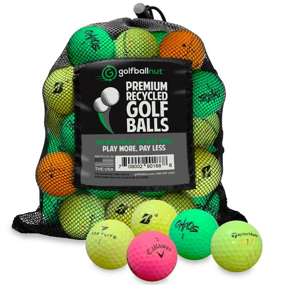 Golf Ball Nut - Recycled Golf Balls – Assorted Colored Mix – Good Condition – 48-Pack