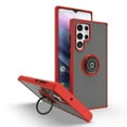 thumbnail image 1 of SaniMore for Samsung Galaxy S22 Ultra 6.8" Multi-Functional Magnetic Case, Translucent Matte Back Case with Car Mount & 360° Rotatable Ring Kickstand Shockproof Protective Cover, Red & Black, 1 of 7