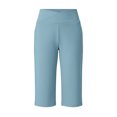 thumbnail image 7 of Vivianyn HD Women's High Waisted Bermuda Shorts, Cross Over Waistband Slim Fit Casual Knee Length Bottoms,Sky Blue,Size S-XXL, 7 of 7