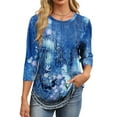 thumbnail image 2 of Fantaslook Womens Plus Size Tops 3/4 Sleeve Pleated Dressy Blouses Crew Neck Casual Tunic Tops Summer Shirts, 2 of 7