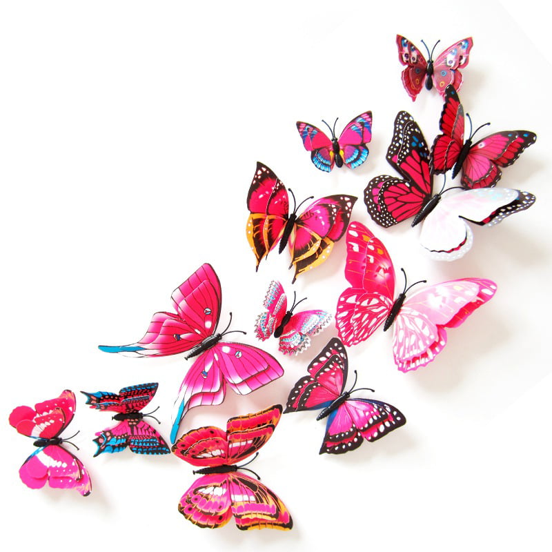 12pcs 3D Butterfly Wall Stickers Home Bedroom Decals Beauty Stickers DIY