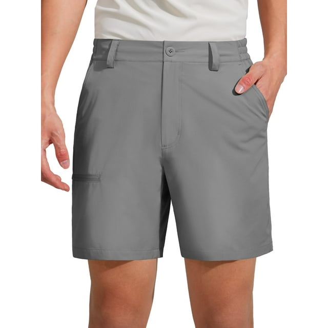 Pantalones Cortos de Golf para Hombre FREE SOLDIER de Secado Rápido de 7 Pulgadas en Gris