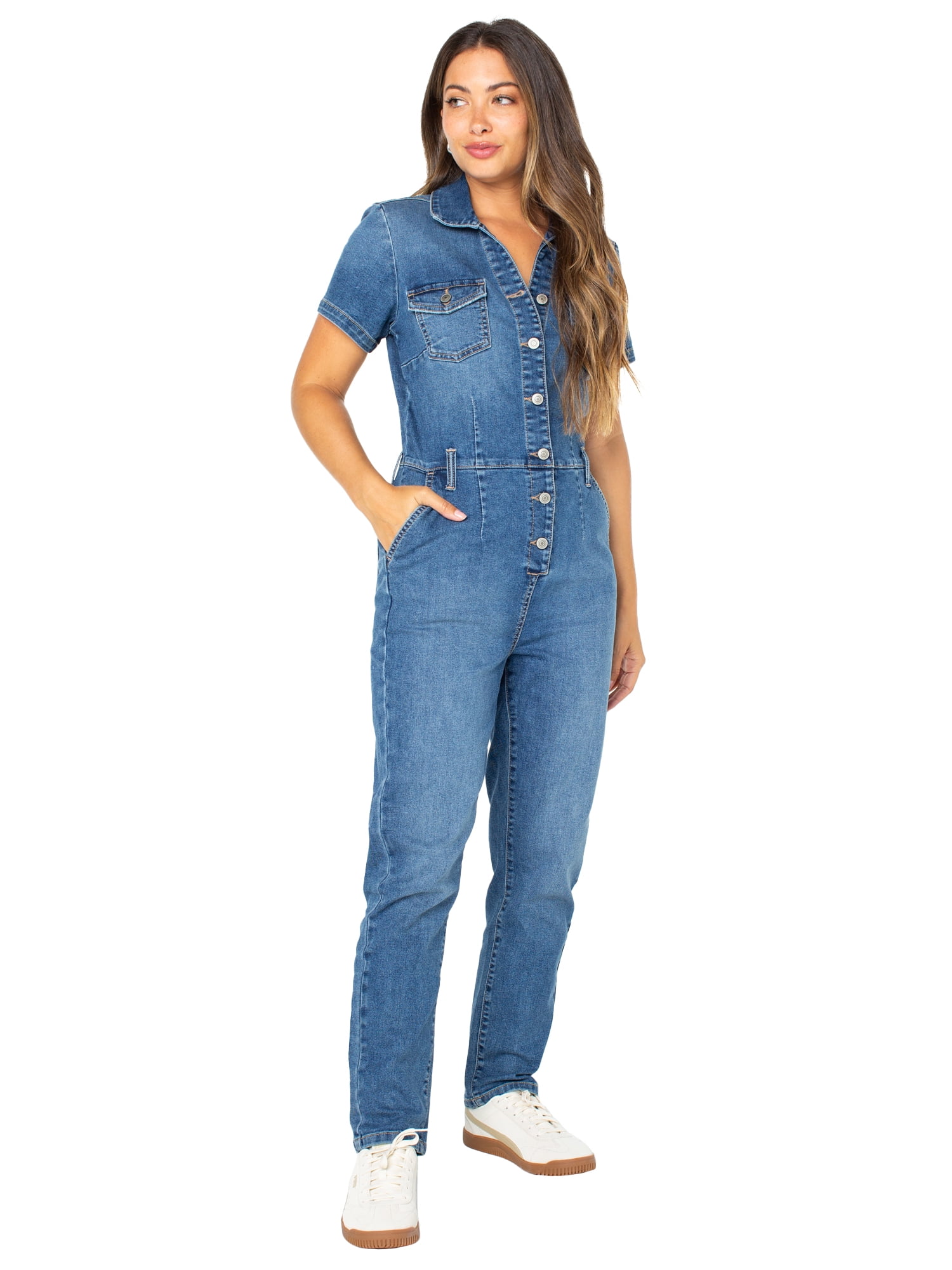 Celebrity Pink Slim Fit Short Sleeve Boilersuit, Juniors