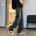 thumbnail image 2 of Pantalones vaqueros azules con bolsillos para hombre, pantalones vaqueros para hombre, ropa negra recta, Y2k, años 2000, lavados, grunge, moda 2024, Kpop, suave, 2 of 4