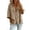 *1-Khaki, variant on Women's Cotton-Linen Look Long Sleeve Button Down Shirts,Ladies V-Neck Ruffle Collar Tops,Breathable Summer Office Daily Wear Blouses For Women,White,S-2XL
