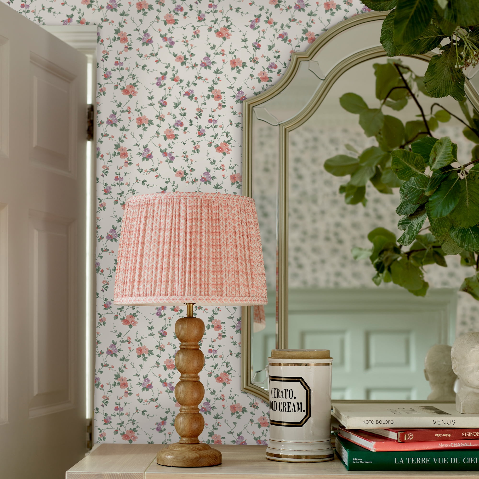Laura Ashley Priory Coral Pink Wallpaper