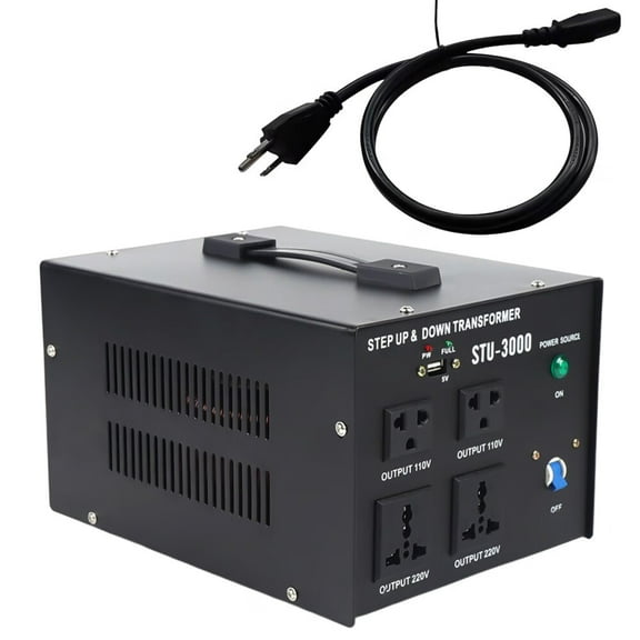 3000W Voltage Converter Step Up & Down Power Transformer 110V to 220V, 220V to 110V, Heavy Duty 5 Outlet