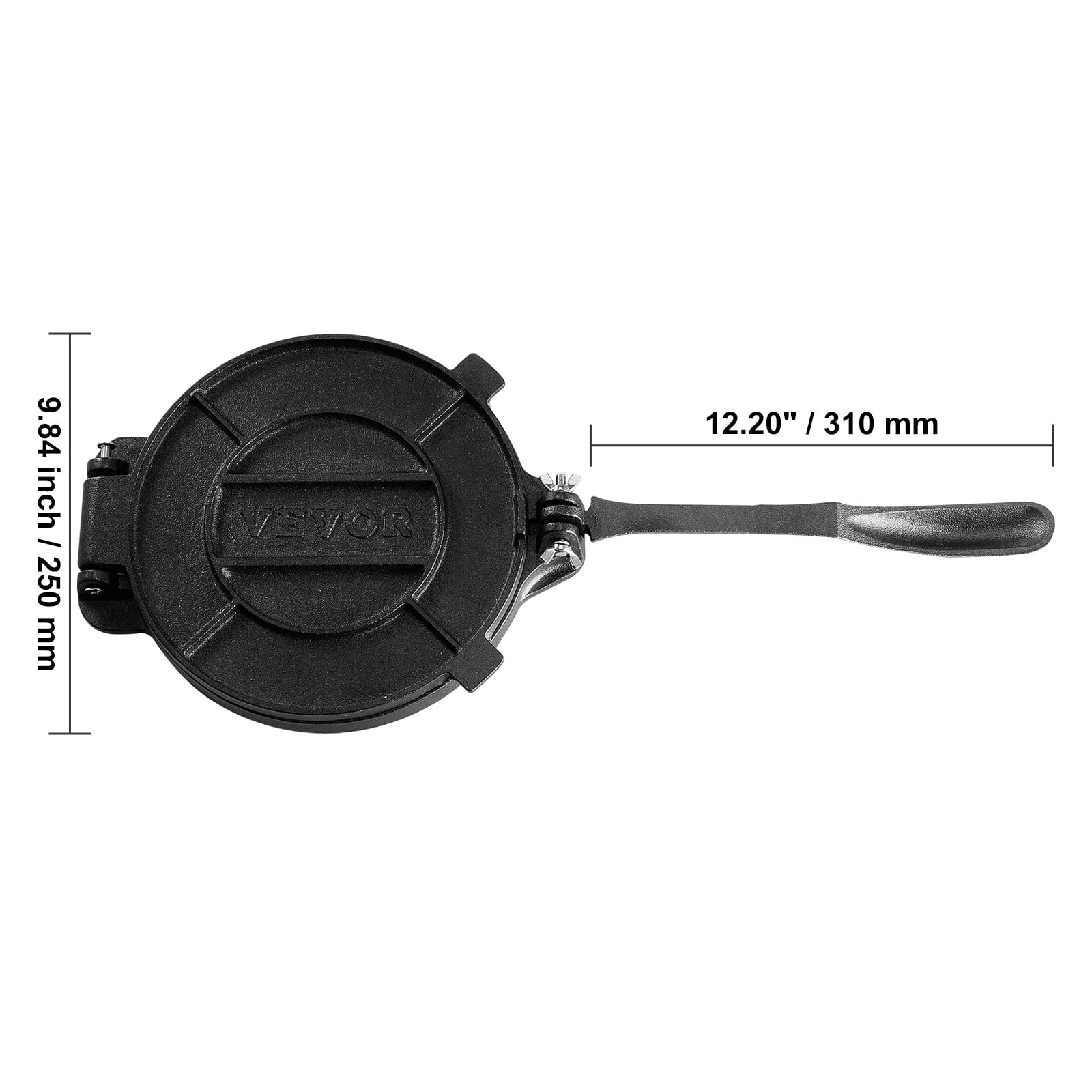 KFFKFF 10 Inch Tortilla Press Chapati Maker Roti Dough Maker Heavy Duty Cast Iron Includes 100 Pcs Parchment Paper