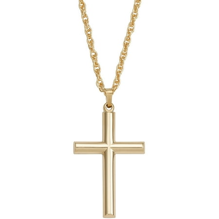 10kt Gold Tube Cross Necklace, 22