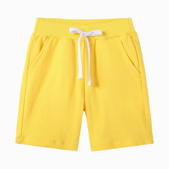 KPOPLK Baby Toddler Shorts Boys Cotton Solid Shorts with Drawstring Breathable Soft Summer Clothes 2-9 Years Size 8-9 Years,Yellow