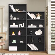 MCQ 5 Shelf Bookcase, 53 Inch Tall Floor Standing Open Bookshelf for Home Office and Living Room, Black
