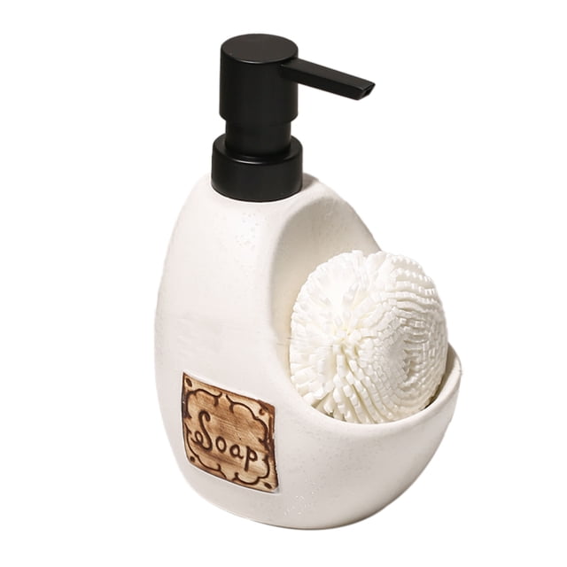 Retro Design Soap Dispenser With Pump, Refillable Lotion Dispenser For Bathroom Vanity Countertop, Ceramic Shampoo Dispenser For Shower-White-450ml/16oz