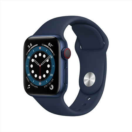 Apple Watch Series 6 GPS + Cellular, 40mm Blue Aluminum Case with Deep Navy Sport Band - Regular