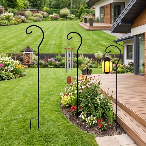 Diceymbol Garden Hanging Hook Stake 12 Inch Metal Shepherd Hook for Lantern Basket Bird Feeder Patio Yard