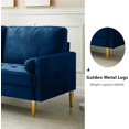 thumbnail image 5 of Velvet Loveseat Sofa, 66.9'' Mid Century Modern Small Love Seat with 2 Pillows & Golden Legs Comfy Couch for Living Room, Upholstered 2-Seater Sofa for Small Apartment (Navy), 5 of 6