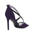thumbnail image 4 of XYD Women Open Toe Teardrop Rhinestone Studded Sandals Cross Strap Stiletto High Heels Sexy Cocktail Party Date Shoes Size 7 Purple, 4 of 4