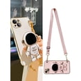 thumbnail image 2 of Funda blanda con soporte telescópico de astronauta chapado para iPhone, carcasa con cordón cruzado para iPhone 11, 13, 12, 14 Pro, XS Max, XR, XS, X, 7, 8 Plus, 2 of 4